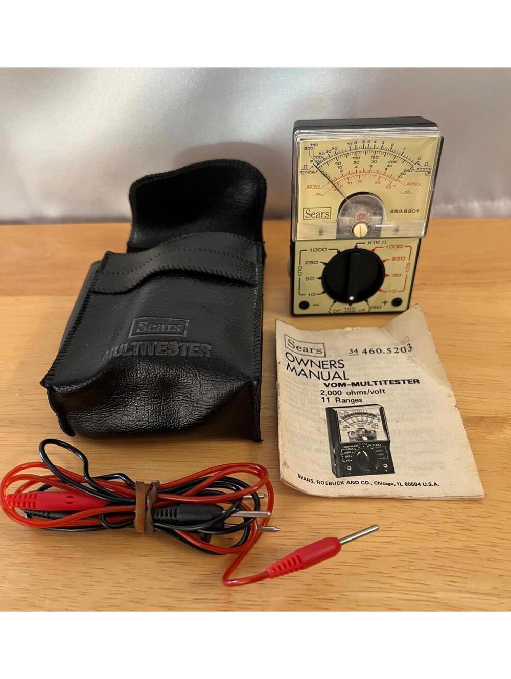 Vintage Sears 452.5201 VOM-Multitester Analog Multimeter with Case and Manual